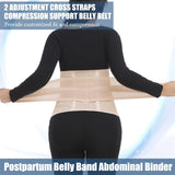 ChongErfei Postpartum Belly Band & Abdominal Binder Post Surgery Compression Wrap Recovery Support Belt (For waistline 37"-49",XL, Beige)