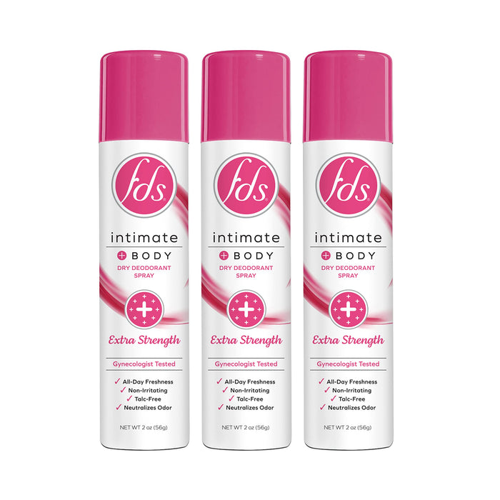 FDS Intimate Deodorant Spray, Extra Strength, 2 oz (Pack of 3)