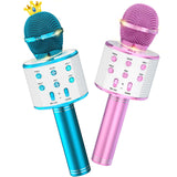 Ankuka Kids Karaoke Microphone 2 Pack, Wireless Bluetooth Karaoke Microphone for Singing Portable Handheld Mic Speaker Machine, Christmas Birthday Gifts for Girls Boys Ages 4-12(Blue & Pinkcolor)