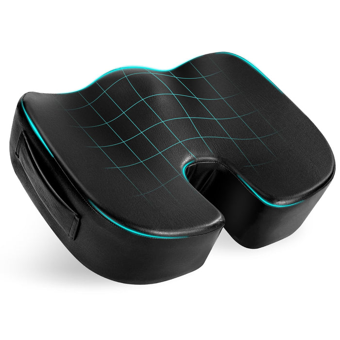 Luxury Seat Cushion, 4 Inch Extra Thick Memory Foam for Pressure Relief, Sciatica, Tailbone Pain & Back Pain Relief, Multi-Use for Bleachers, Car, Gaming, Office Chair (Black)