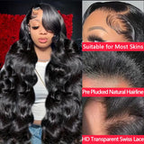 Yilike 30 Inch Body Wave HD Lace Front Wigs Human Hair Pre Plucked 180% Density 13x6 Lace Frontal Wigs Human Hair with Baby Hair Natural Hairlin