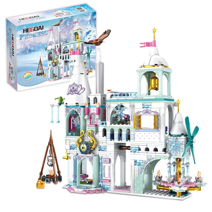 HEGOAI Princess Ice City Castle Building Sets, Friends House Building Blocks Toys for Girls, Advent Calendar 2023 Ideas Gift for Kids, 570 Pieces Mini Brick