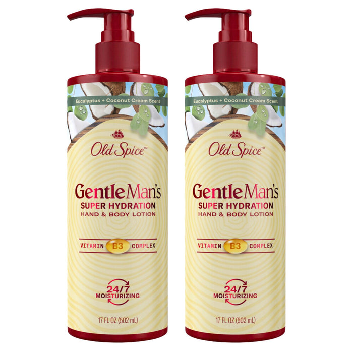 Old Spice Gentleman's Blend Super Hydration Hand & Body Lotion, Eucalyptus & Coconut Cream, 17.0 FL OZ (Pack of 2)