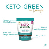 Keto Green Protein Shake - Chocolate Ketogenic Protein Powder Drink, Lactose Free Vegan Protein, Supports Gastrointestinal Health, Aides Natural Body Detoxification (40 Servings)