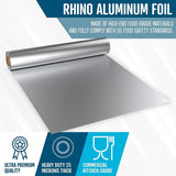 Rhino Aluminum Foil Heavy Duty - 18 x 525 sf, 25 Microns Thick (Pack of 2) Foil Aluminum Roll - Commercial Grade & Extra Thick, Strong Enough for Food Service Industry