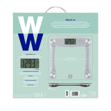 Weight Watchers Scales by Conair Bathroom Scale for Body Weight, Digital Scale, Glass Body Scale Measures Weight Up to 400 Lbs. in Silver Frame