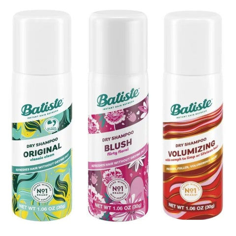 Batiste Dry Shampoo Mini - Travel Size 1.06 oz - 3 Pack (Original, Blush, Volumizing)