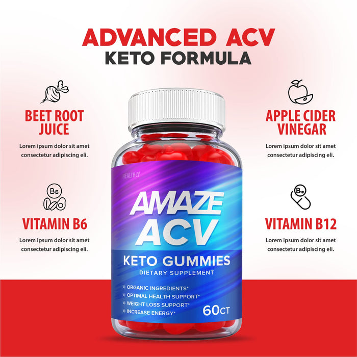 (5 Pack) Amaze ACV Keto Gummies - Official Formula, Vegan - Amaze Keto ACV Gummies, Amaze Keto Gummies, Amaze ACV Gummies with Apple Cider Vinegar Weight 1000mg Loss, Vitamin B12, Beet (300 Gummies)