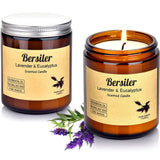 Bersiler Aromatherapy Candles, 14 OZ Lavender Eucalyptus Scented Candles Stress Relief and Relax for Home & Bedroom Gift for Women/Men Soy Wax (Lavender Eucalyptus 2 Jar)