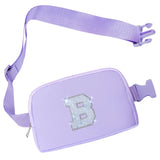 COSHAYSOO Lavender Belt Bag Crossbody Initial Fanny Waist Pack Small Teen Girl Gifts Trendy Stuff for Her Friends 7 8 9 10 11 12 13 Year Old Birthday Anniversary Christmas Gift Preppy Letter B