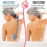 Back Brush Long Handle for Shower, 20.5” Back Bath Brush for Shower, Back Scrubber, Exfoliation and Improved Skin Health for Elderly with Limited Arm Movement, Disabled