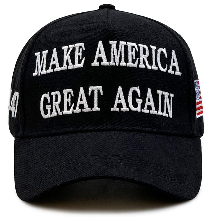 MAGA Hat Trump 2024 Hat 45-47 Embroidered Make America Great Again Donald Trump Slogan Adjustable Black Baseball Cap for Woman Men (Black)