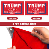 Trump 2024 Flags 3x5 Outdoor Made in USA Double Sided 3 Ply Take America Back Heavy Duty President Trump Flags 2024 Banner for Outside with 2 Brass Grommets Fade Resistant for Indoor Outdoor Decorations