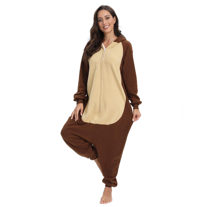 NAITOKE Adult Animal Onesie Halloween Costume Cosplay One-Piece Pajamas Women Man Teens Brown