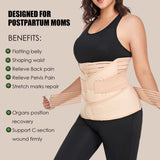 3 in 1 Postpartum Belly Band Wrap Support Recovery Girdles Abdominer Binder Post Surgery Belly&Waist&Pelvis Support Belt & Back Brace (Beige, XX-Large)