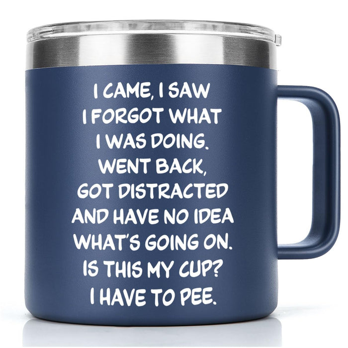 Qzvuic I Came I Saw I Forgot Coffee Mug, Funny Sarcastic Gifts for Men Elderly Senior Citizens Old People ADHD Grandpa 14 oz Stainless Coffee Mug Fathers Day Christmas