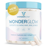 WONDERCOW Hair Skin and Nails Vitamins w/Bovine Colostrum, Collagen, Hyaluronic Acid, Biotin, Zinc, & Lactoferrin┃Supports Faster Hair Growth, Stronger Nails and Glowing Skin (30 servings, Capsule)