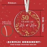 50th Anniversary Wedding Gifts - Mr and Mrs Gifts - 50th Wedding Anniversary Ornament - Christmas Anniversary Ornament for Couple, Her, Him, Wife, Husband, Parent - Acrylic 50th Anniversary Ornament