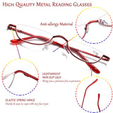 Viseng Half Frame Reading Glasses for Women Men Slim Half Moon Lens Readers Metal 3 pack Semi Rimless eyewear +3.5