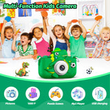 Dinosaur Kids Camera for Boys Girls, Toddler Digital Selfie Camera with Cute Protective Cover and 32G SD Card, Christmas Birthday Gifts Toys for 3 4 5 6 7 8 9 10 11 12 Years Old Little Girls and Boys