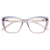 AMOMOMA Trendy TR90 Oversized Blue Light Reading Glasses Women,Stylish Square Cat Eye Glasses AM6031C3 with (Grey/Brown Frame 2.0 x)