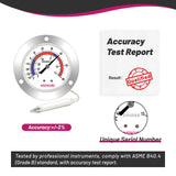 GOATACURA Vapor Capillary Refrigeration Thermometer, Stainless Steel Flanged Panel Mount, 2" Dial Size, 48" Capillary, -40-60 Deg F/-40-15 Deg C