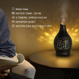 MAXWINER Essential Oil Diffuser Metal Aromatherapy Diffuser, Ultrasonic Cool Mist Oil Diffuser, Auto Shut-Off, Timer Setting, 7 Colors LED Lights Changing for Home, Office, Spa, Yoga 120ml