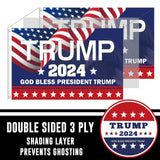 Trump 2024 Flag - 3 x 5 FT Double Sided 3 Ply "God Bless President Trump" Flags with 2024 Hanging Banners Set - Memorial Day Decorations - 4th of July Decorations - Donald Trump Sign for Outdoor Home