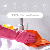 IUCGE Rubber dishwashing gloves 3 Pairs for kitchen,Cleaning washing dish gloves long for household reuseable durable.(Medium,Pink)