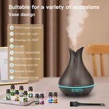 HIROGA Essential Oil Diffuser for Essential Oils Large Room, Top 10 Oils Gift Set, 400ml Ultrasonic Aroma Diffuser with Remote Control,Timer, 15Colors Light Humidifier for Bedroom Home Office Hotel