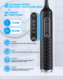 UNINGOPI Electric Toothbrush with Water flosser, 3 in 1 Teeth Cleaning Kit with 7 Modes, Electric Toothbrush and flosser Combofor Adults, Water Flosser Portable for Travel and Home (Black)