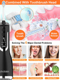 Water Dental Flosser Tools for Teeth Rechargeable Portable Water Flosser Dental Oral Irrigator Cleaning Cordless with Tongue Scraper Travel Bag Waterproof (Digital Black)