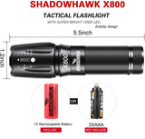 Shadowhawk X800 6000 lumens Torches Super Bright Led Torch Powerful Military Tactical Flashlight Torch for Dog Walking Hiking Emergency Gift