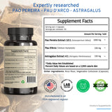 VINATURA Pao Pereira + Pau D'Arco, Astragalus - 1300MG SERVING, USA Made & Tested, Stem Cells and Immune support, 60 Capsules