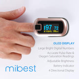 mibest OLED Finger Pulse Oximeter, O2 Meter, Dual Color White/Rose Gold