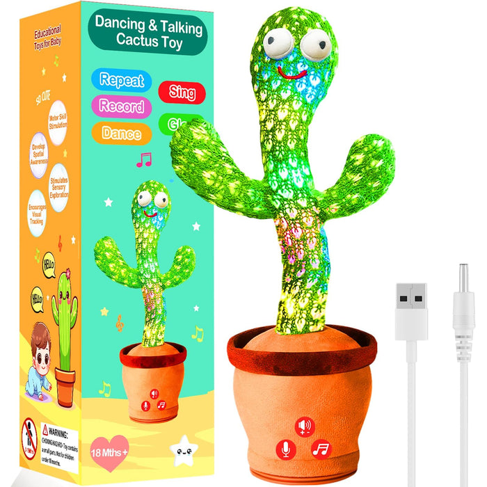 Dancing Talking Cactus Toy, Rechargeable Baby Gifts, Singing Voice Repeat