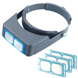 Headband Magnifier Double Lens Head-Mounted Reading Magnifier Loupe Jewelry Visor Opitcal Glass Binocular Magnifier with Lens Magnification-1.5X 2X 2.5X 3.5X