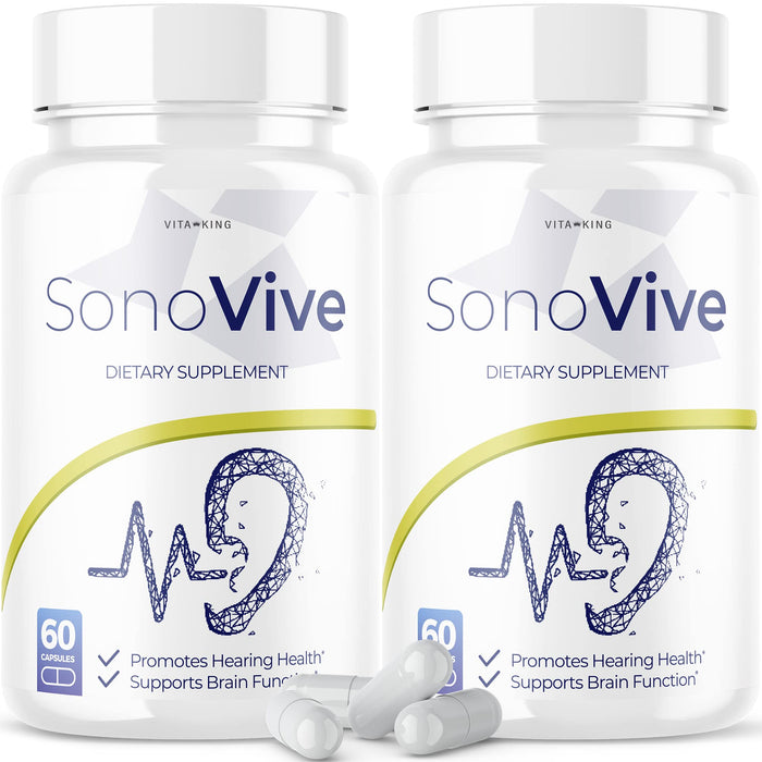 VITAKING (2 Pack) Sonovive Capsules for Hearing - Official Formula - Sono Vive Hearing Pills Supplement - Advanced Strength Formula Reviews Loss - Hearing Support for Ear Ringing New - Sonovive (120 Capsules)