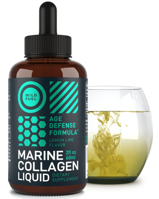 Liquid Marine Collagen Peptides Supplements - 1,000mg Hydrolyzed Collagen Marine with Hyaluronic Acid 10mg - Joint Hair Skin and Nails Vitamins - Natural Lemon Flavor, Liquid Collagen Elixir 2oz