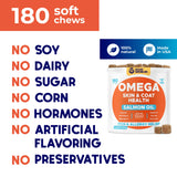 Omega 3 Fish Oil for Dogs (180 Ct) - Skin & Coat Chews - Dry & Itchy Skin Relief + Allergy Support - Shiny Coats - EPA&DHA Fatty Acids - Natural Salmon Oil Chews Promotes Heart, Hip & Joint Support