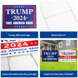 Probsin Trump 2024 Yard Sign 2 Pack Double Sided 12" x 17" with H-Stakes Blue and White Signs Take America Back Voted for Trump Outdoor Decorations for Yard, Lawn, Garden, Window, Party Supplies