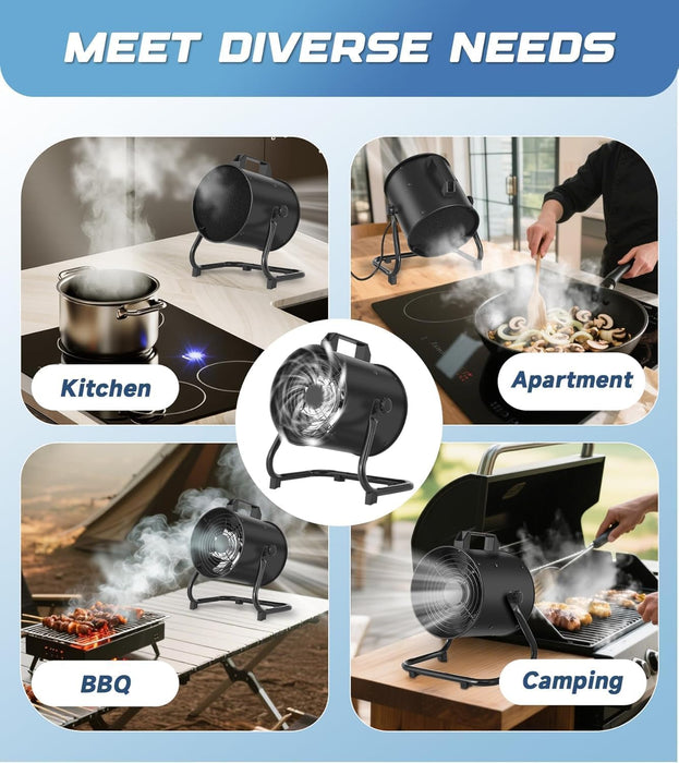 YOZON 8'' Portable Range Hood, Kitchen Exhaust Fan with Switch, Desktop Range Hood, 455 CFM Efficient Kitchen Ventilation, 120° Adjustable Angle, 8x Activated Carbon Filters for BBQ/Camping/RV