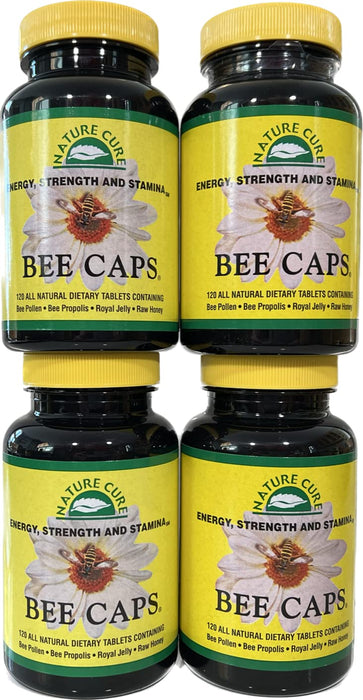 Nature Cure Original Bee Caps in Brown Bottles - 4 Bottles - 120 Count Each Bottle