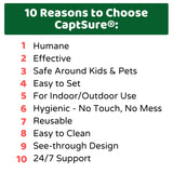 CaptSure Original Humane Mouse Traps, Easy to Set, Kids/Pets Safe, Reusable for Indoor/Outdoor use, for Small Rodent/Voles/Hamsters/Moles Catcher That Works. 2 Pack (S-Rounded, Green)