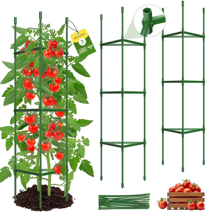 MQHUAYU 3 Pack Tomato Cages for Garden,Up to 51.2Inch Tomato Cage Trellis-Upgraded Hexagon Connector,Heavy Duty Adjustable Tomato Stake Support for Raised Garden Bed