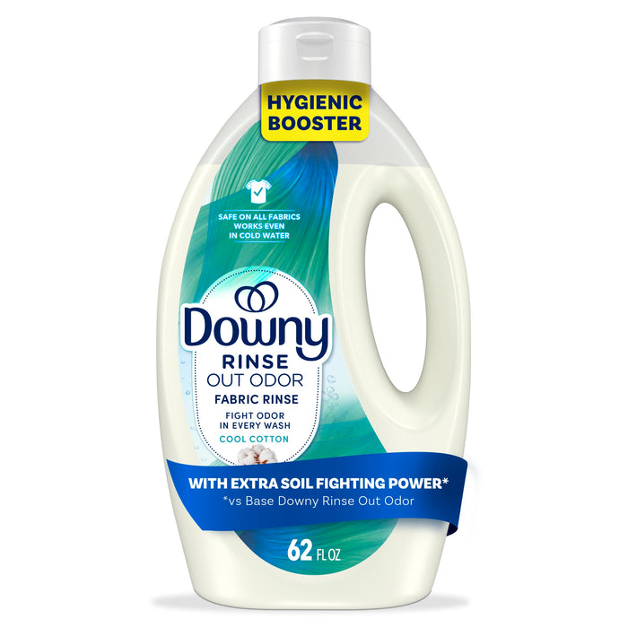 Downy Rinse Out Odor Fabric Rinse, Cool Cotton Scent, 62 fl oz, Fabric Odor Remover Rinse, Fights Odors at the Source