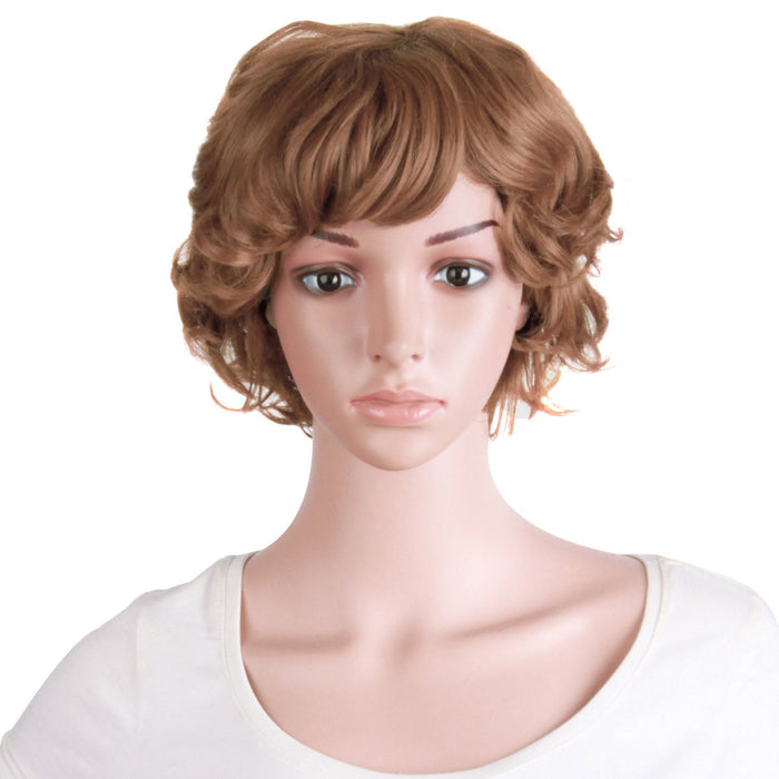 MapofBeauty 11.8 Inch /30 cm Elderly Women Curly Short Fashion Wig (Light Brown)