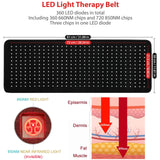 LOVTRAVEL New 360pcs LED 660nm Red Light and 850nm Near Infrared Light Therapy Devices Mat Large Pads Wearable Wrap for Body Pain Relief