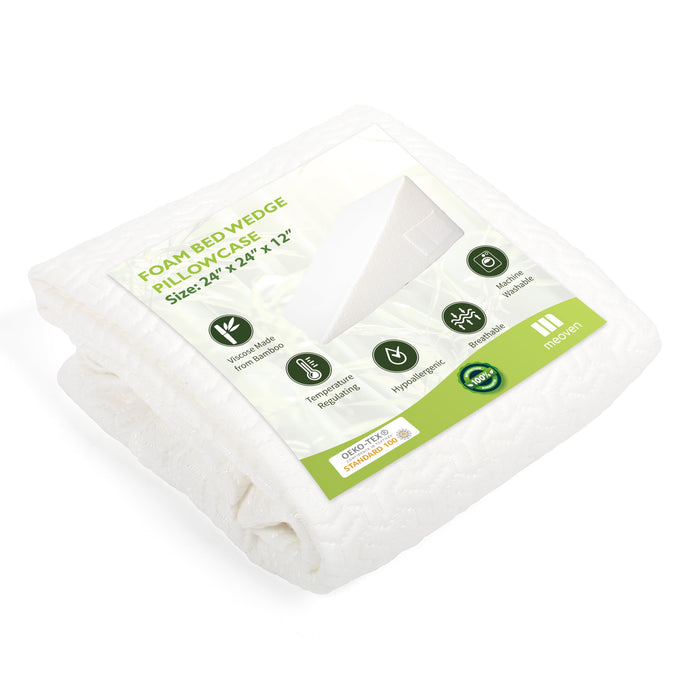 MEOVEN Wedge Pillow Cover for 24x24x12 Bed Wedge Pillow, Hypoallergenic, Replacement Wedge Pillow Case Cover with Zipper & Pockets