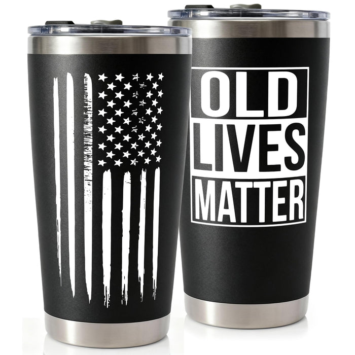 Gag Gifts for Men - Gifts for Dads from Daughter, Son for Fathers Day, Christmas - 30th, 40th, 50th, 60th Birthday Gifts for Men, Him - Dad Birthday Gifts, Old Man Gift, Old Lives Matter Tumbler 20oz